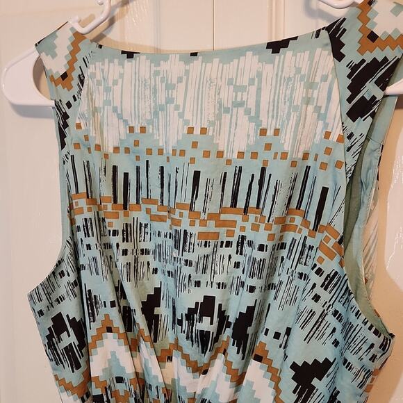 BCBGeneration Blue Multi-Colored Wrap Sleeveless Dress Size 10 Aztec Western - Picture 4 of 9